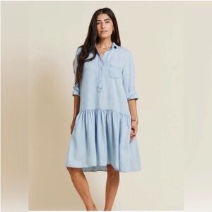Grayson The Changemaker Midi Dress XL Chambray Lagenlook Minimal Boho Lounge